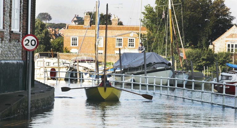 Blakeney Quayside on a very high tide.